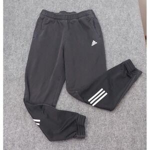 Adidas Track Sweat Pants Large Black Fleece Running Reflective Pockets Logo